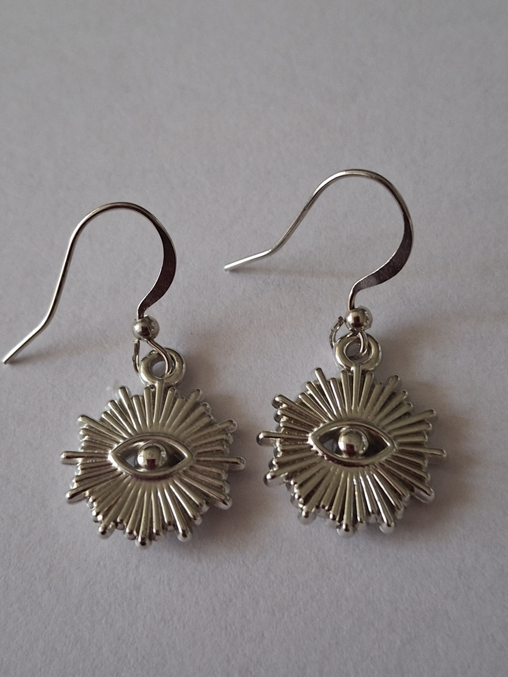 NWT Silver Evil Eye Sunburst Drop Earrings - Silver